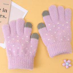Pine Kids Gloves with Polka Dot Design - Purple-picture-10