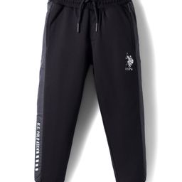 US Polo Assn Cotton Knit Full Length Lounge Pant With Text Print - Black-picture-17