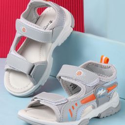 Cute Walk by Babyhug Velcro Closure Sandals with Text Applique - Grey-picture-15