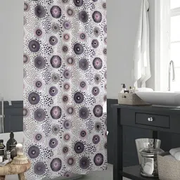 ArtzFolio White & Purple Printed Waterproof Shower Curtain-26