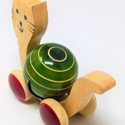 A&A Kreative Box Wooden Push Along Little Kitty with Rolling Ball ( Available in Assorted Colors ) image 2