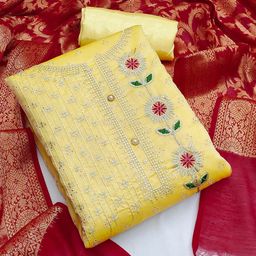 HERE&NOW Floral Embroidered SeqModal Chanderi Cotton Unstitched Dress Material-picture-21