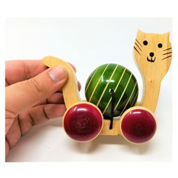 A&A Kreative Box Wooden Push Along Little Kitty with Rolling Ball ( Available in Assorted Colors ) image 3