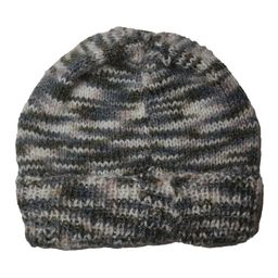 Shilpshakti Abstract Designed Handmade Woollen Acrylic Cap - Grey & Multi Colour image 3