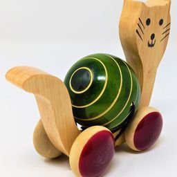 A&A Kreative Box Wooden Push Along Little Kitty with Rolling Ball ( Available in Assorted Colors ) image 4