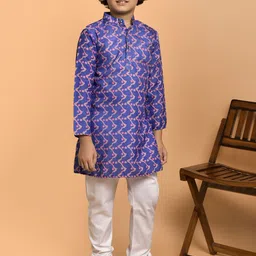 PRINTCULTR Boys Quirky Printed Band Collar Cotton Straight Kurta-51