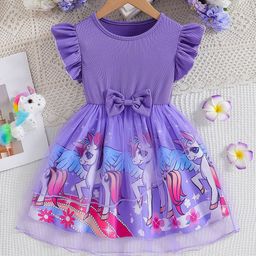 YK Girls Striped Fit and Flare Dress-50
