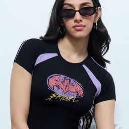 The Souled Store Women DC Batgirl Printed Cotton Crop Top-picture-27