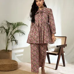 BANDIA Printed Pure Cotton Round Neck T-Shirt With Trousers Co-Ords-image-64