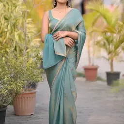 VRAGI Beads and Stones Pure Chiffon Saree-32