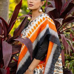 Anouk Rustic Ethnic Motifs Silk Blend Ikat Saree-picture-36