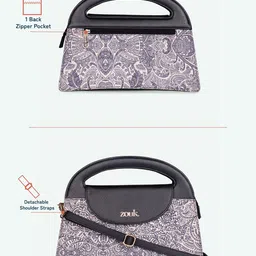 ZOUK Floral Printed Structured Sling Bag with Tasselled image 4