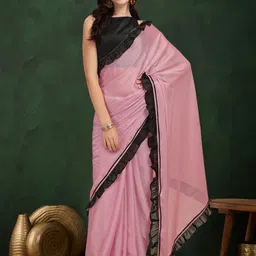 Sangria Ruffle Saree With Blouse Piece-image-23