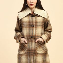 Global Republic Checked Above Knee Length Overcoat-image-31