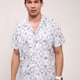 SHOWOFF Men Comfort Relaxed Fit Cuban Collar Abstract Printed Cotton Casual Shirt-image-60