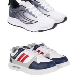 DRACKFOOT Men Combo Of 2 White Printed Non-Marking Synthetic Lace-Ups Running Shoes-picture-30