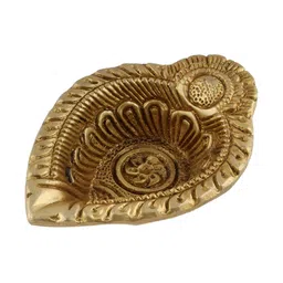 Indianshelf Textured Brass Leaf Oil Diya-image-95
