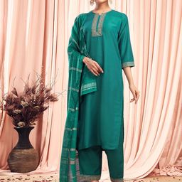 SANISA Women Ethnic Motifs Regular Kurta with Trousers & With Dupatta-57
