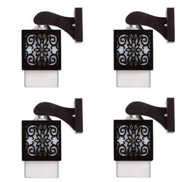 Gojeeva Black & White 4 Pieces Textured Wooden Square Shaped Wall Lamps-picture-9