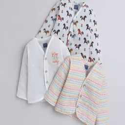 Polka Tots Infants Pack Of 3 Printed Cotton Jhabla PTFV-10258-6