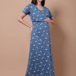 THE MAMA KLUB Women Cotton Printed Maternity Nighty-image-115