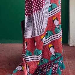 Mitera Polka Dot Block Printed Saree with Matching Blouse image 2