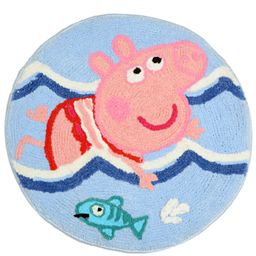 Saral Home Microfiber Anti Slip Bathmat Peppag Pig Design - Blue-image-8