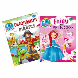 Sawan  2 in 1 Dinosaurs Pirates and Fairy Princess Copy to Colour Books Pack of 2 - English-28