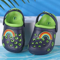 Pine Kids Clogs with Backstrap Rainbow Patch - Navy Blue Green-image-13