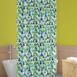 ArtzFolio White & Green Geometric Printed Waterproof Shower Curtain-18