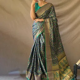 all about you Woven Design Zari Pure Silk Patola Saree-image-27