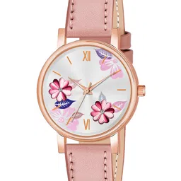 THE SHOPOHOLIC Women Printed Dial & Leather Straps Analogue Watch K-PEACH-image-26