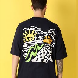 V-Mart Men Graphic Printed Round Neck Cotton Oversized T-shirt-image-18
