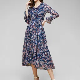 Life With Pockets Women Floral Print Georgette Fit & Flare Midi Dress-image-44