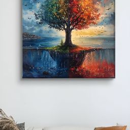 Livin'luxe Blue & Green Tree Canvas Wall Art-picture-9