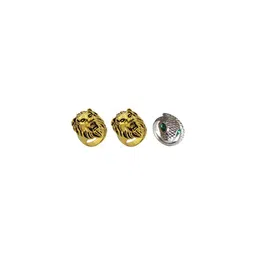 Dynamic Retail Global Set of 3 Ring for Men, Gold-Silver Alloy Ring ()-image-51