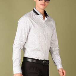 V-Mart Men Spread Collar Abstract Printed Satin Formal Shirt-image-26