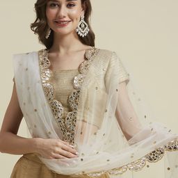Dupatta Bazaar Floral Embroidered Sequinned Net Dupatta image 3