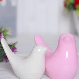 Aura White & Pink 2 Pieces Sparrow Figurine Showpiece-image-41
