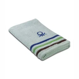 United Colors of Benetton Navy Blue Striped Pure Cotton 450 GSM Bath Towel-picture-3