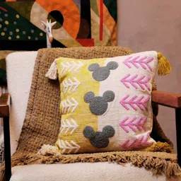 LUSHLYF Yellow & White Cartoon Characters Square Cushion Covers-38