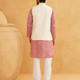 SOJANYA Men Regular Thread Work Kurta with Churidar image 5