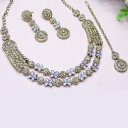 VATSALYA creation Rhodium-Plated Artificial Stones Jewellery Set-image-65