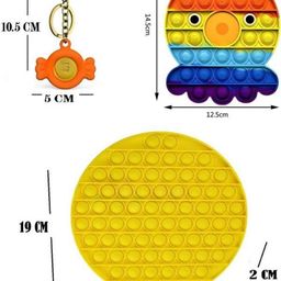 yk YKSet of 2 Pop It Fidget Toy SetRound & Octopus Pop It with Candy Keychain image 4