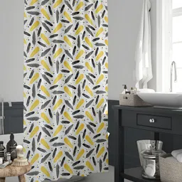 ArtzFolio White & Yellow Printed Waterproof Shower Curtains-image-77