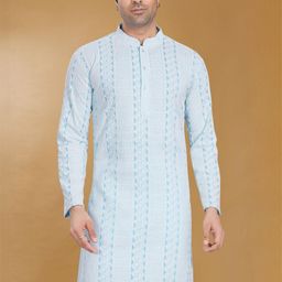 Pulseiq Men Ethnic Motifs Embroidered Festive Straight Kurta-image-79