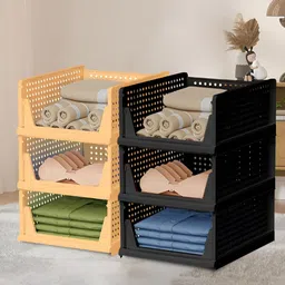 Aura Cream Colored & Black 6 Pieces Storage Wardrobe Organisers-25