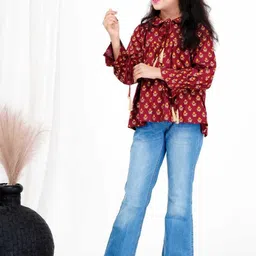 DMP FASHION Girls Floral Print High Neck Long Sleeves Regular Top-picture-22