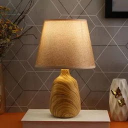 TAYHAA Brown & White Contemporary Frusturical Shaped Table Lamp-18