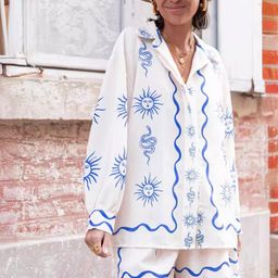 Routes by All About You Printed Shirt Neck Pure Linen Shirt With Shorts Co-Ords-image-66